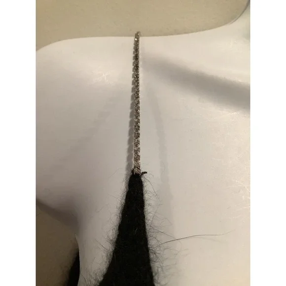 RALPH LAUREN RARE VINTAGE BLUE LABEL BLACK ANGORA DRESS /RHINESTONE STRAPS XS - Picture 10 of 10